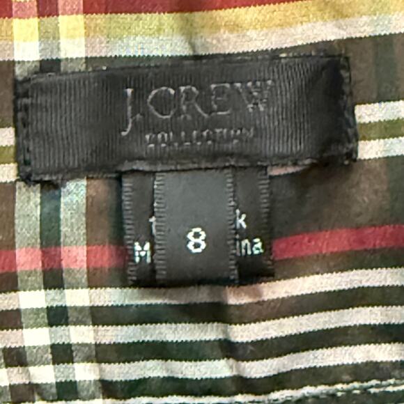 J.Crew Collection 8 Holiday Plaid SILK Taffeta Fully Pleated Skirt w/ Self Tie - Picture 6 of 7